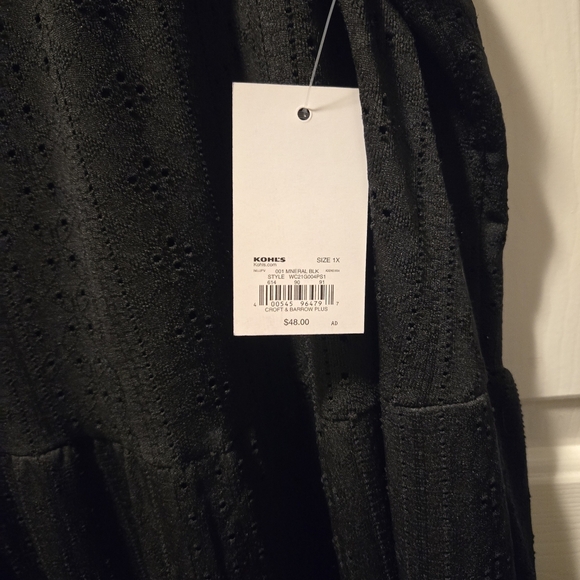 Croft & Barrow Black Sleeveless Sun Dress XL BOHO CHIC Mesh Knit Whimsy Goth - Picture 10 of 16